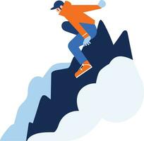 Hand Drawn Adventurous tourists climb mountains in flat style vector