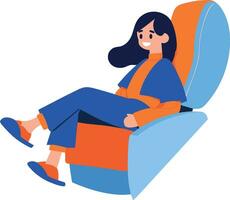 Hand Drawn Tourist with chair on airplane in flat style vector