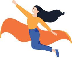 Hand Drawn Business woman with hero cape in flat style vector