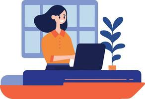 Hand Drawn Cashier or receptionist in a hotel in flat style vector