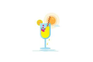 a drink with a straw and orange slices vector