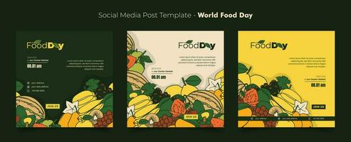 Social media template with doodle art of vegetables background design for world post day campaign vector