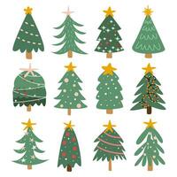 Navidad árbol conjunto aislado en blanco antecedentes. vector ilustración