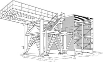 3d ilustración de industrial edificio vector