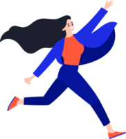 Hand Drawn Business woman with hero cape in flat style png