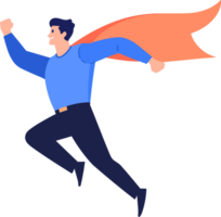 Hand Drawn Male businessman with hero cape in flat style png