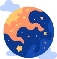 Hand Drawn Planets or stars in space in flat style png