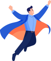 Hand Drawn Male businessman with hero cape in flat style png