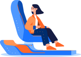 Hand Drawn Tourist with chair on airplane in flat style png