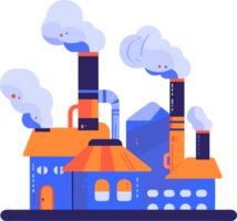 Hand Drawn Factories with pollution and smoke in flat style png