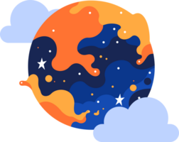 Hand Drawn Planets or stars in space in flat style png