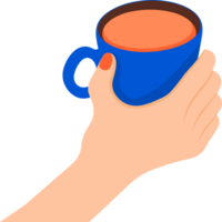 hand- getrokken hand- Holding een koffie kop in vlak stijl png