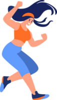 Hand Drawn fitness girl running exercise in flat style png