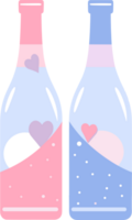 Hand Drawn Wine bottles and wine in wedding concept in flat style png