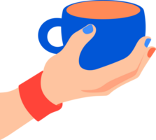 Hand gezeichnet Hand halten ein Kaffee Tasse im eben Stil png