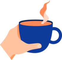 Hand gezeichnet Hand halten ein Kaffee Tasse im eben Stil png