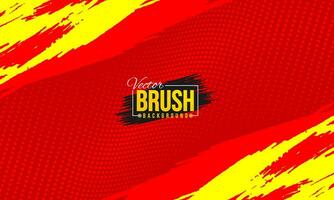 Red and yellow background with brush and halftone vector