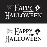 Happy halloween text lettering. Holiday calligraphy poster, greeting card, party invitation. Happy halloween text banner black white background vector