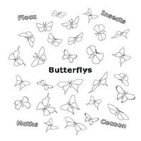 Sketch image of butterfly. Doodle swarm flock of insects vector