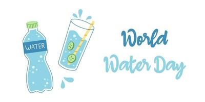 Vector world water day banner. Design for for greeting card and poster. 22 march water day illustration.