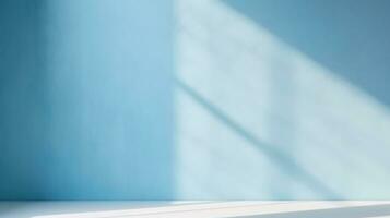 empty floor with interior blue wall background photo