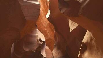 Antelope Canyon for Background - Impressive Rock Formations in Page Arizona Creating Labyrinth, Abstract Pattern Sandstone Walls and Beams of Sunlight video