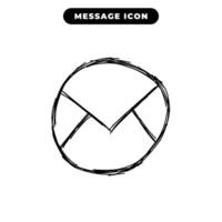 message icon design in black hand drawn outline style vector