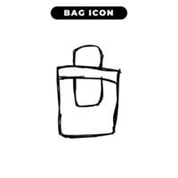 bolso icono diseño con negro mano dibujado contorno estilo vector