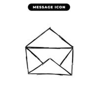 message icon design in black hand drawn outline style vector