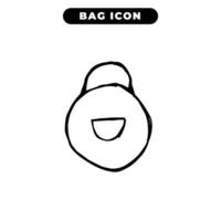 bag icon design with black hand drawn outline style vector