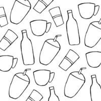 bottle icon design, with various design shapes, with a hand drawn black outline style vector