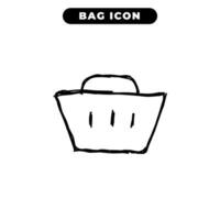 bag icon design with black hand drawn outline style vector