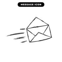 message icon design in black hand drawn outline style vector