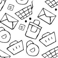 shopping icon design, with various design shapes, with a hand-drawn black outline style vector