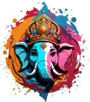 ganesha logotyp stänk klämma konst med ai generativ png