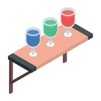 Get this isometric icon of restaurant table vector