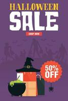 Halloween sale 50 off concept design flat poster vector