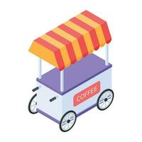 Food kiosk handy isometric icon vector