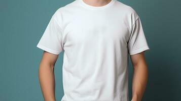 Man in blank tshirt mockup for design photo