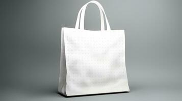 white fabric bag mockup on gray background photo