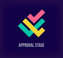 Creative check tick logo. Unique color transitions. Unique check and approval stage logo template. vector