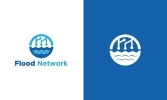 Creative beautiful world flood network logo design vector