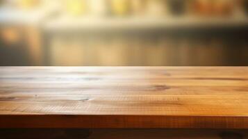 empty wooden table floor, wooden table for product, photo