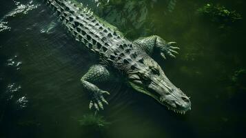 Crocodile in the water. Crocodile portrait photo
