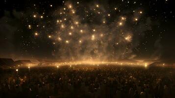 Unidentified people watching the fireworks at night background photo