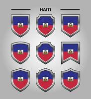 Haiti National Emblems Flag with Luxury Shield vector