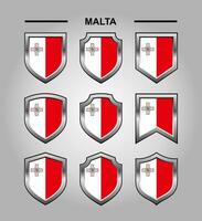 Malta National Emblems Flag with Luxury Shield vector