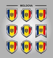 Moldova National Emblems Flag with Luxury Shield vector