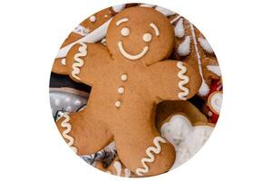 Delicious gingerbread cookies with honey, ginger and cinnamon photo