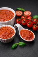 Delicious red Napoletana sauce with onions, salt, spices and herbs photo